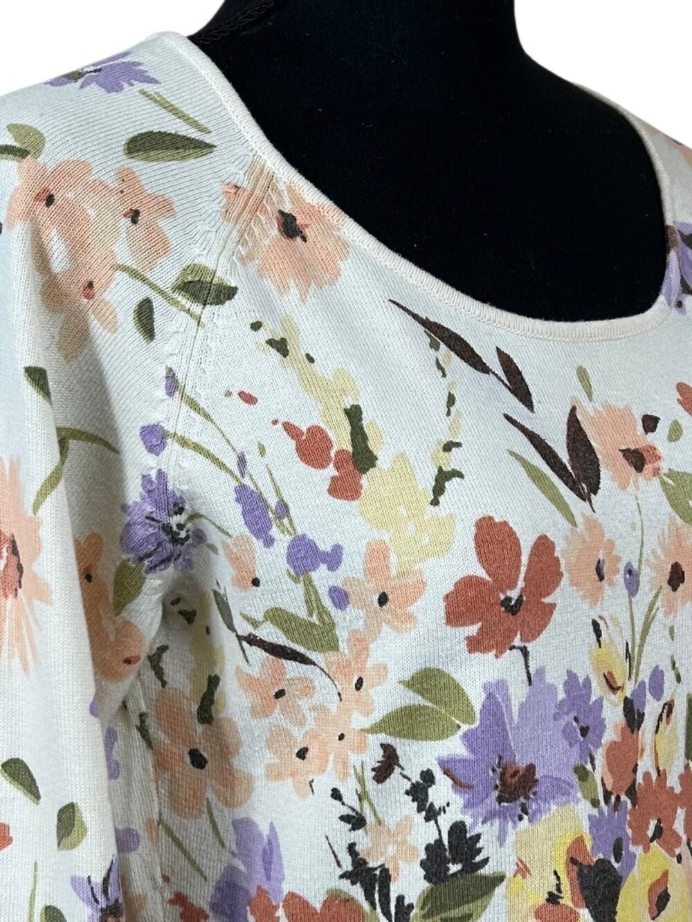 Norton McNaughton Multi Floral Long Sleeve Pullover Cotton Blend Sweater Size M - Picture 6 of 8